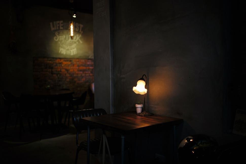 Free Image of Dark Room With Table and Lamp 