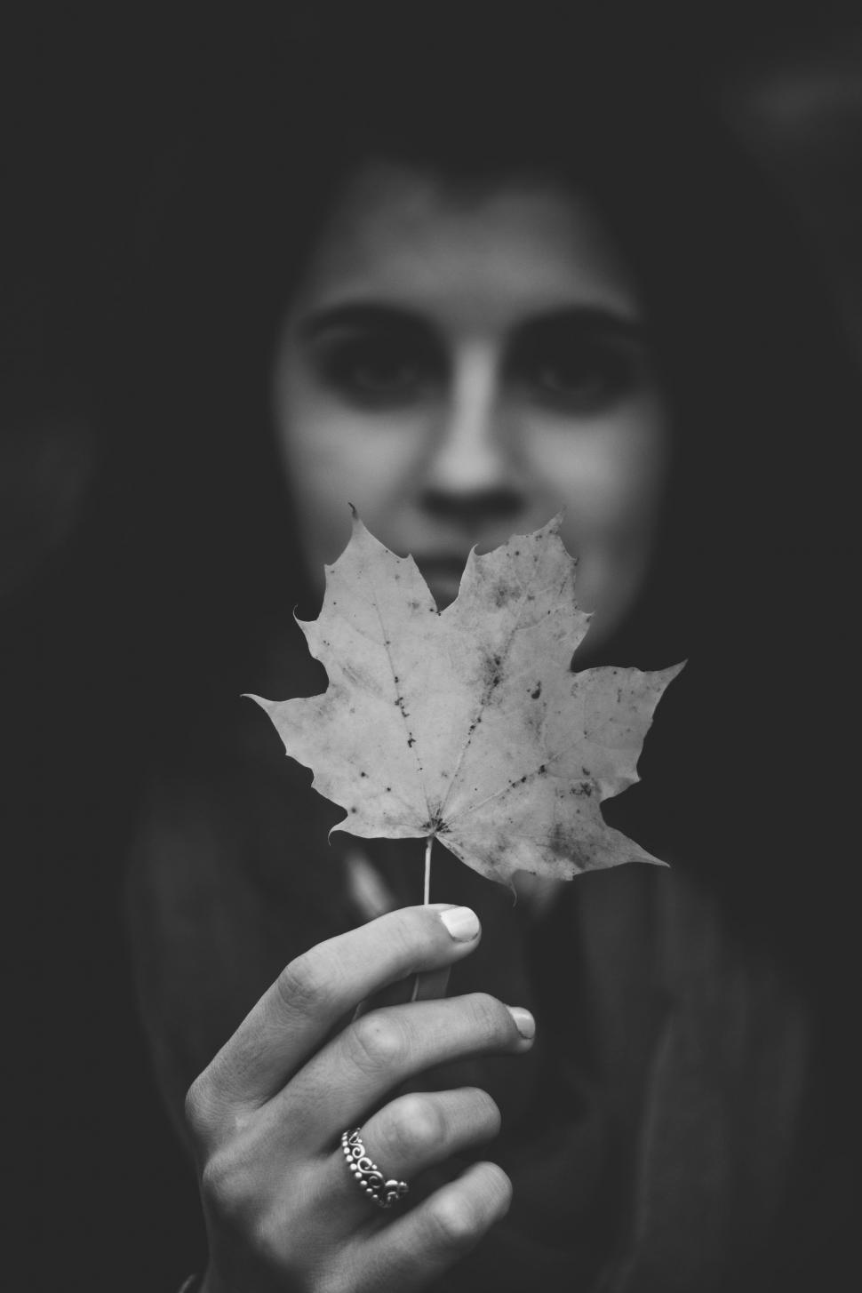 Free Image of Woman Holding Leaf 
