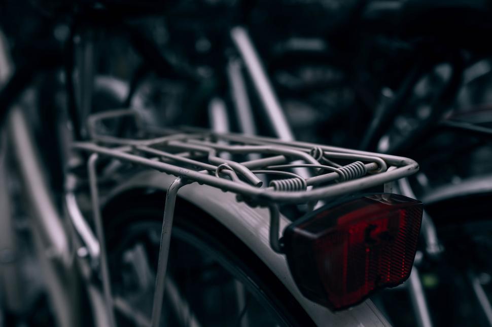 Free Image of Close Up of Bicycle With Red Light 