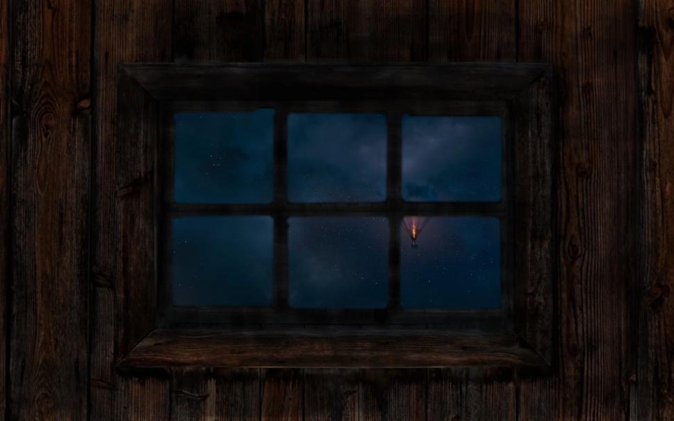 Free Image of Window in a Wooden Wall With Sky Background 