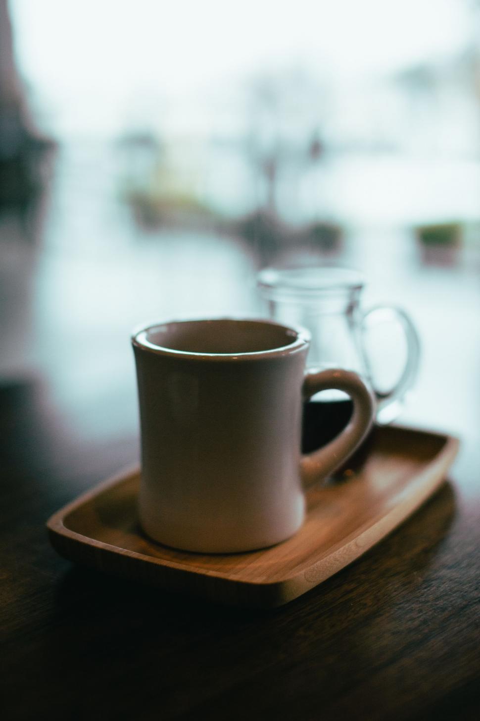 Free Image of Coffee Cup on Wooden Tray 