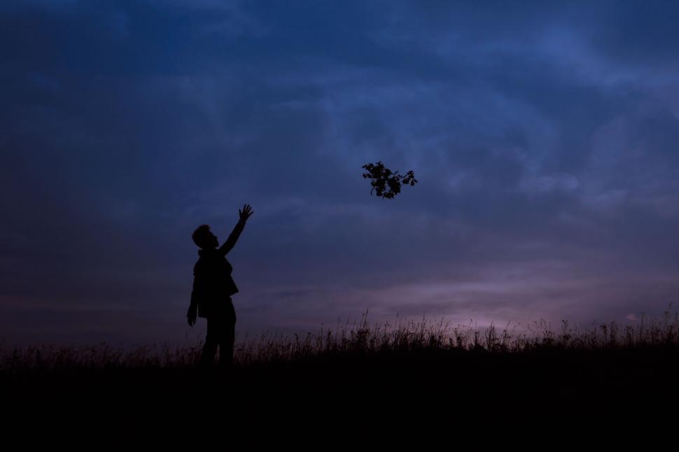 Free Image of Person Flying Kite at Night 