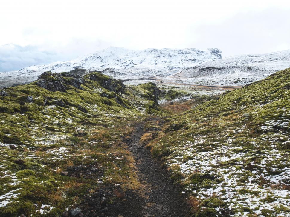 Free Image of Snow Covered Mountain Trail 