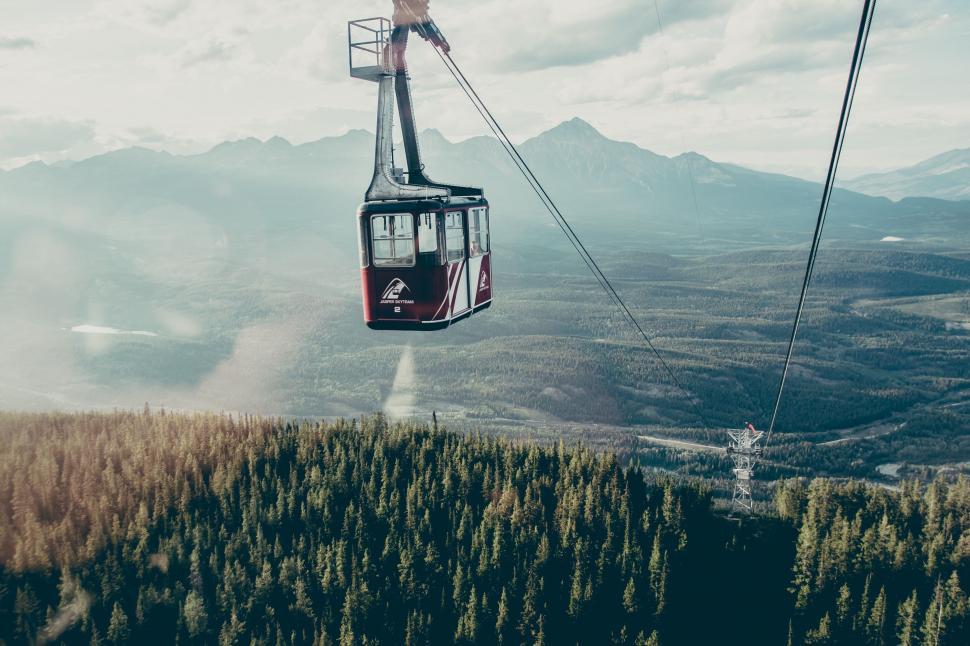 Free Image of Cable Car Ascending Mountain Side 