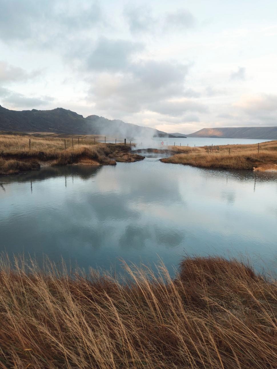 Free Image of Water Body Surrounded by Dry Grass 