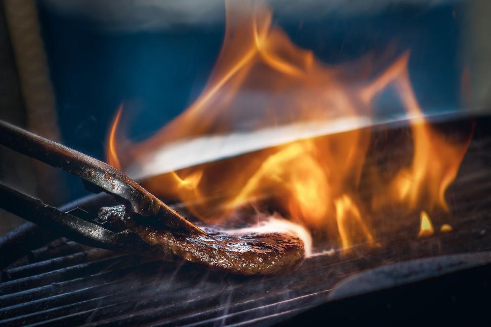 Free Image of Intense Flames in Close-Up of Grill 