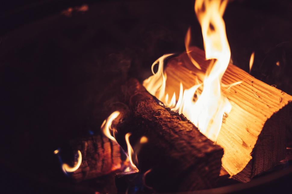 Free Image of Close Up of a Fire Burning in a Fireplace 