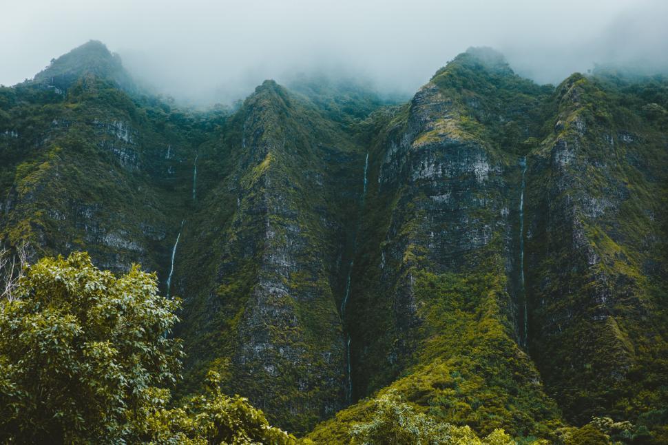 Free Image of Misty Mountain With Lush Green Vegetation 