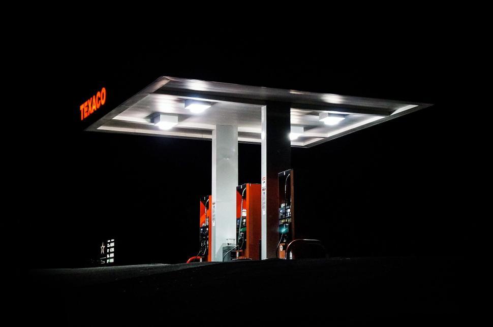 Free Image of Gas Station Illuminated at Night 