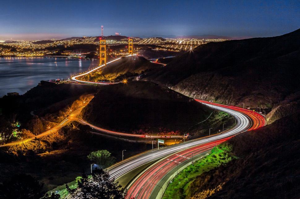 Free Image of Night Time View of the Golden Gate Bridge 