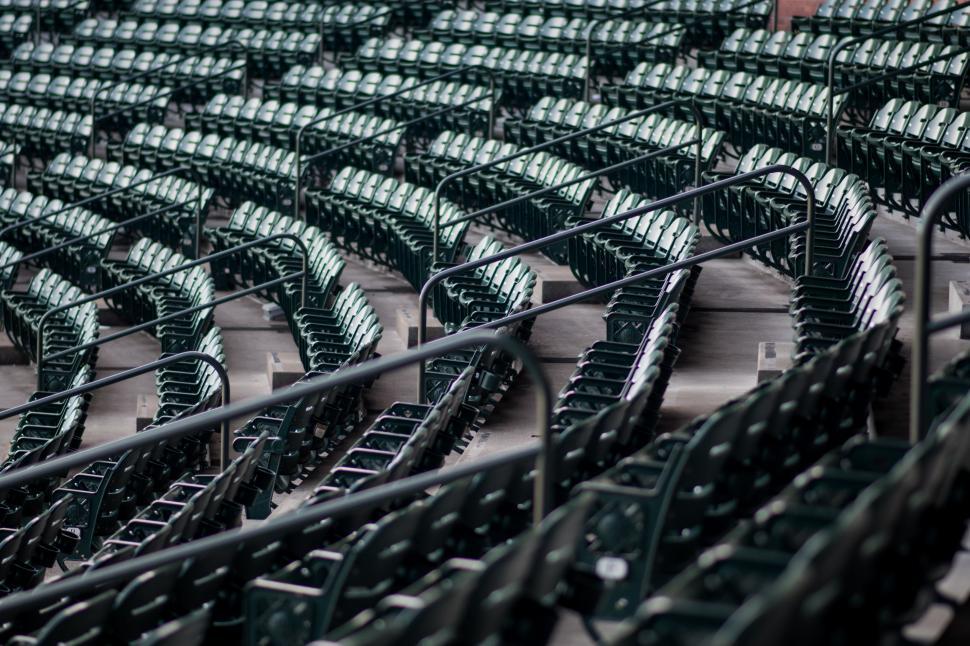 Free Image of Row of Empty Seats in a Baseball Stadium 