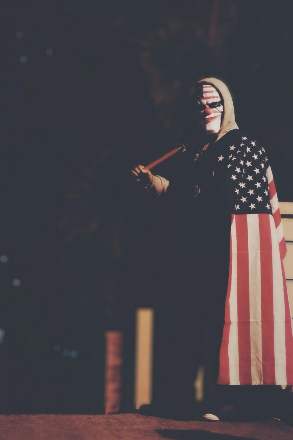 Free Image of Man in Mask Holding American Flag 
