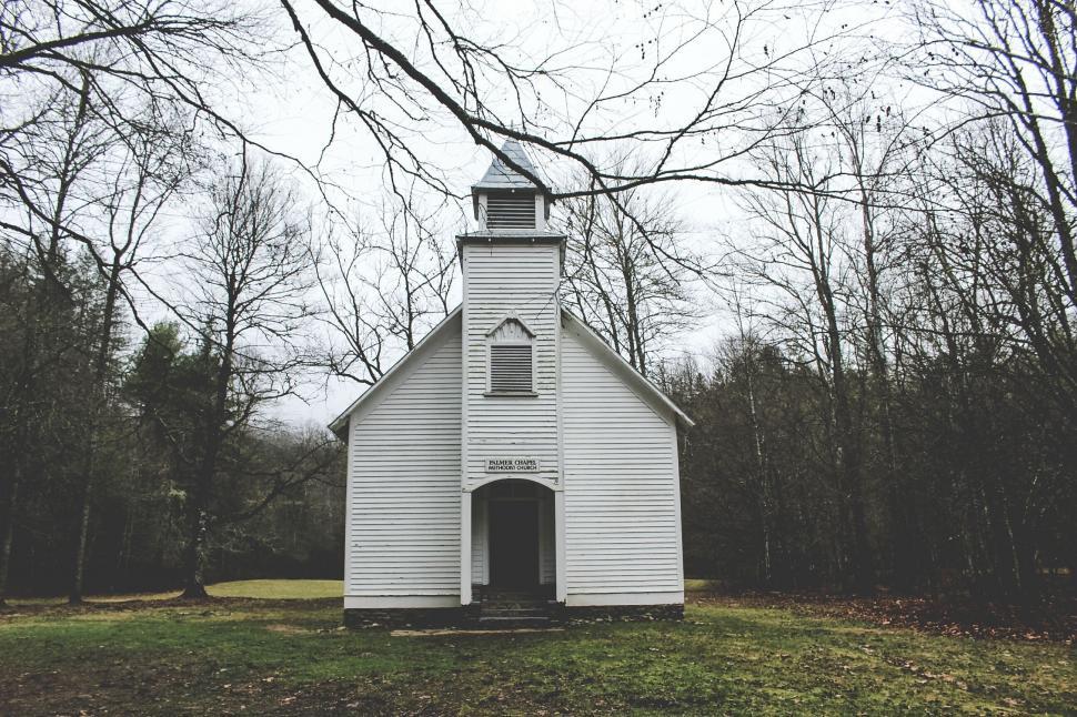 Free Image of Small White Church in Forest 