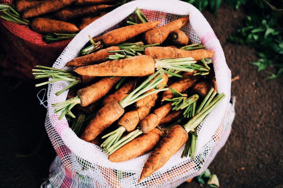 Free Image of A Bunch of Carrots in a Basket 