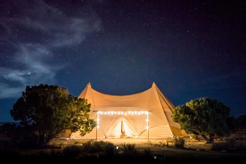 Free Image of Illuminated Tent With Lights 