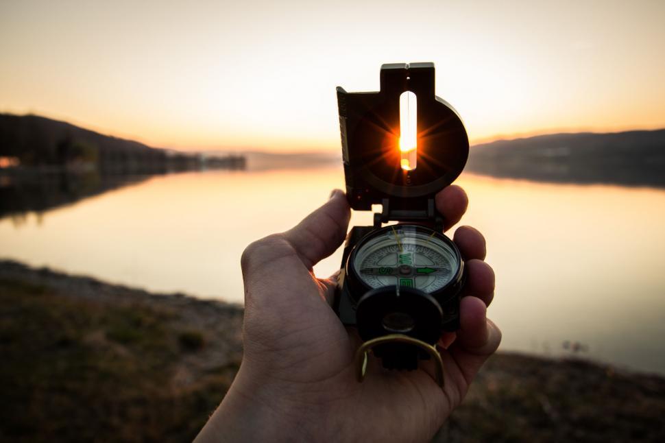Free Image of Person Holding Compass by Water 
