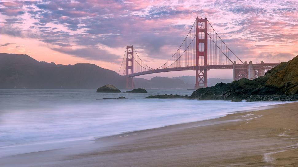 Free Image of Golden Gate Bridge View From the Beach 