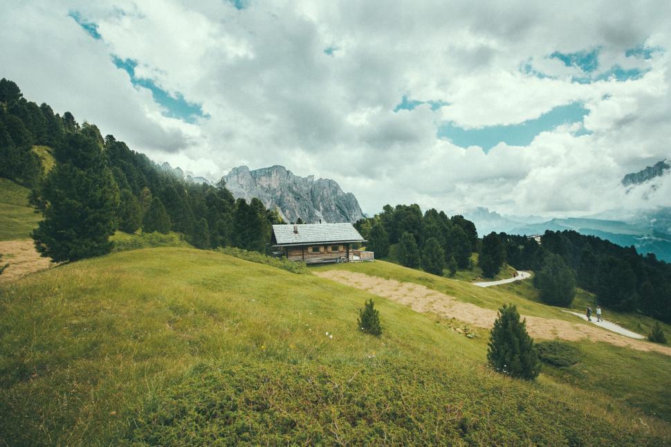 Free Image of House on a Hill Overlooking Mountains 