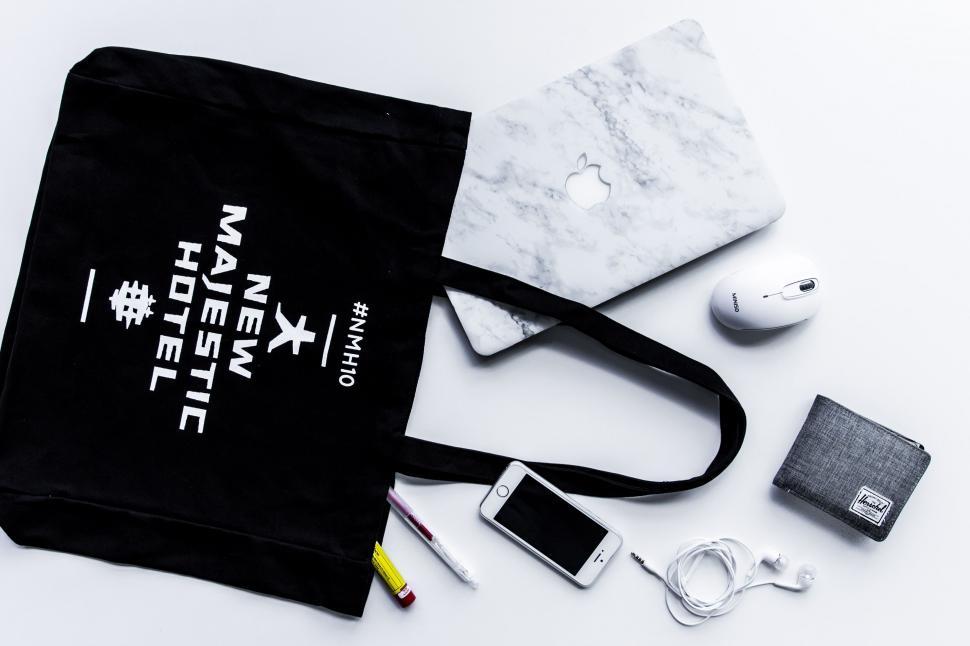Free Image of Black Bag With White Writing 